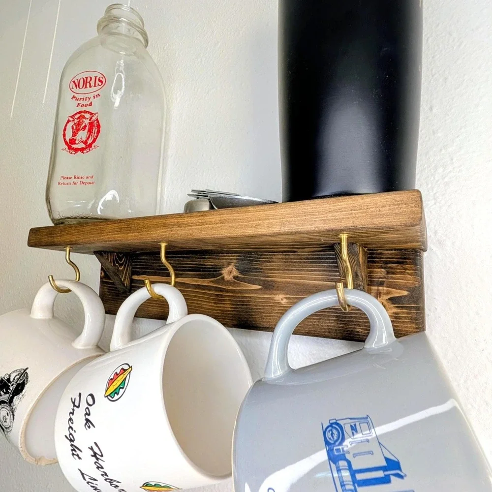 Coffee Shelf Coffee Cup Hooks Coffee‎ Clutch Shelf and Cup Hanger